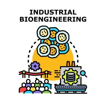 Industrial bioengineering innovation developing biotechnological processes Stock Illustration
