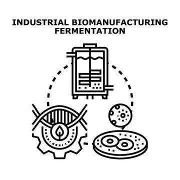 Industrial biomanufacturing fermentation process and biotechnology concept Stock Illustration