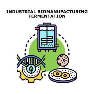 Industrial biomanufacturing fermentation process and biotechnology concept Stock Illustration