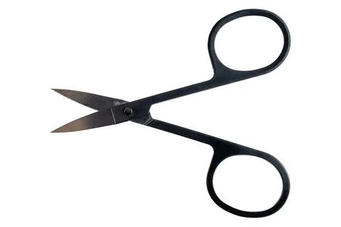 Industrial black metal scissors sharp blades utilitarian cutting tool Stock Photos