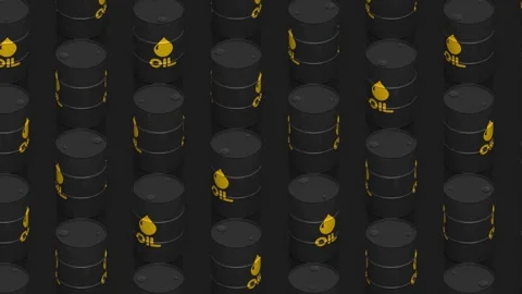 Industrial Black Oil Barrels Pattern Animation - 4K Video Stock Footage 339506912