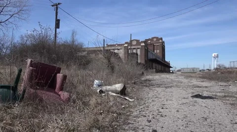 Industrial blight,  St. Louis, dump and waste Stock Footage 48140272