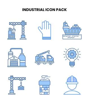 Industrial Blue Icons Pack Illustrazione stock