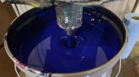 Industrial blue paint mixer Stock Footage