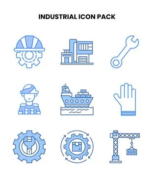 Industrial Blue Set Icons Pack Ilustración de archivo