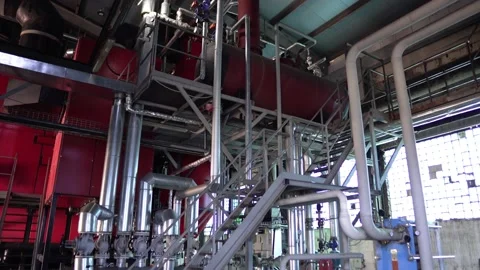 Industrial boilers for solid fuels for heating large residential Stock-Footage 182094263