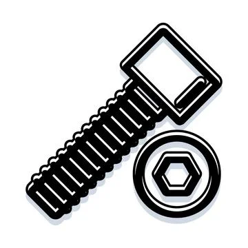 Industrial bolt and hex nut fastening elements Stock Illustration