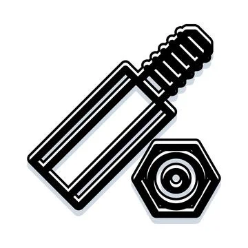 Industrial bolt and nut engineering hardware icon Stock Illustration