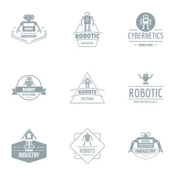 Industrial boom logo set, simple style Stock Illustration