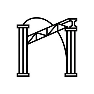 Industrial bridge crane construction line art vector illustration. Illustrazione stock