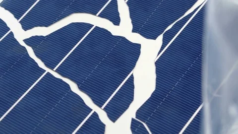 Industrial Broken Solar Cell Closeup Handheld Macro Stock Footage 76438457