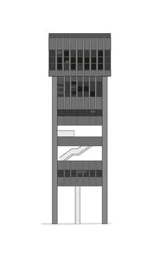 Industrial building with broken windows Ilustración de archivo