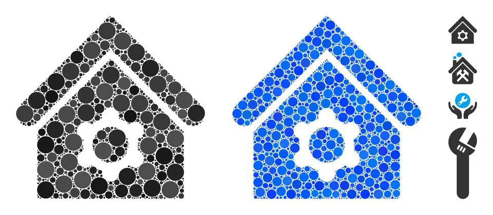Industrial Building Composition Icon of Circle Dots Ilustración de archivo