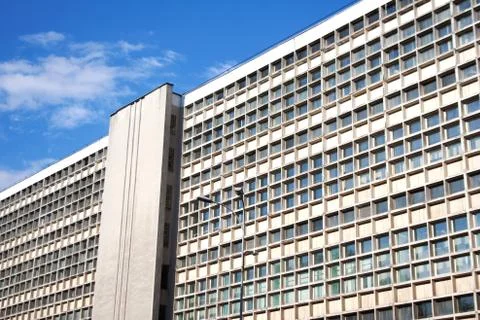 Industrial building facade with rectangular windows Stock-Fotos