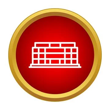 Industrial building icon button representing production plant warehouse Ilustración de archivo