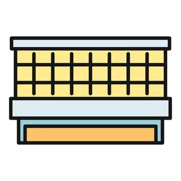 Industrial building icon featuring a gridded facade and bold outline Ilustración de archivo