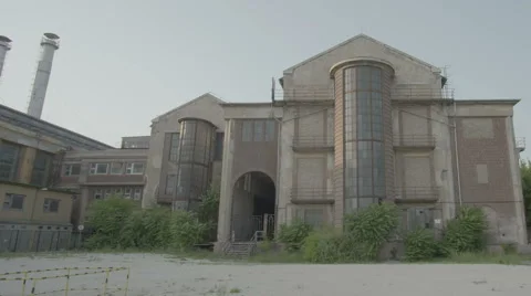 Industrial building retro, steampunk feature film location Stock Footage