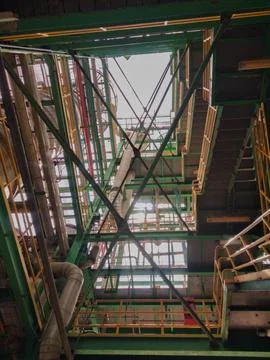 Industrial building structure. low-angle view Stock Photos
