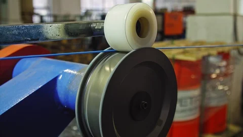 Industrial cable production. Stranded cable. Multicomponent cable 4K Stock Footage 101484448