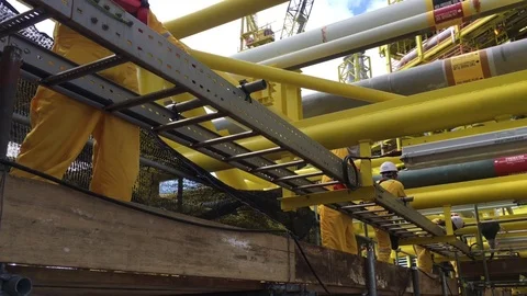 Industrial cable pulling. Stock Footage 82152957