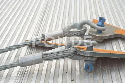 Industrial cable with shackle Stock Photos