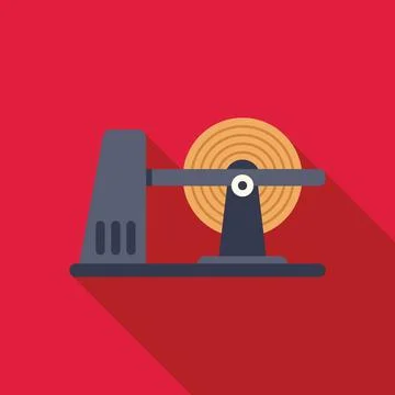 Industrial cable winding machine on red background with long shadow Stock Illustration