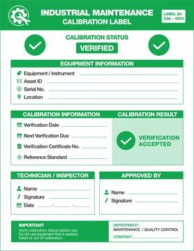 Industrial Calibration Labels Color Version for Maintenance and Inspection Illustrazione stock