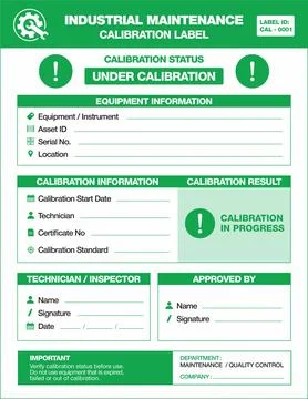 Industrial Calibration Labels Color Version for Maintenance and Inspection Illustrazione stock