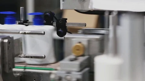 Industrial Capping Machine Lines Stock Footage 76495236