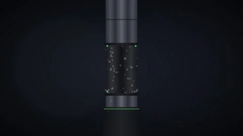Industrial Carbon Capture Tower with Brushed Steel and Graphite Components .. Stock Footage 345775404