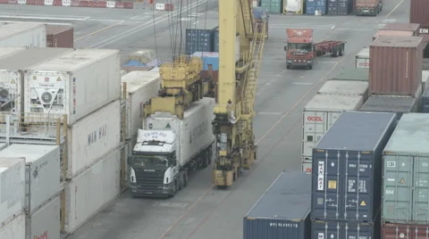 Industrial Cargo Crane In Work Stock Footage 64278842