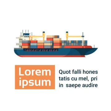 Industrial cargo freight container ship logistics import export crane water Stock Illustration