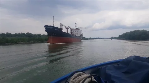 Industrial Cargo Ship Stock Footage 129100005