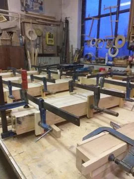 Industrial Carpentry Workshop Interior With Woodworking Machines And Timber Stock Photos