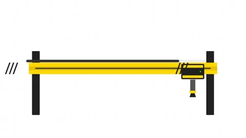 Industrial Cartesian Gantry Robot Slider Animation with Yellow Linear Axis .. Stock-Footage 346006970