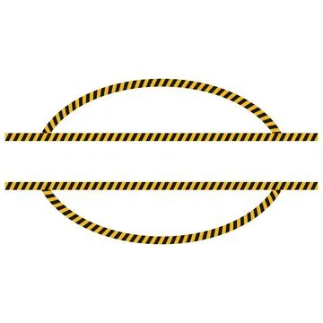 Industrial caution tape frame, oval with striped industrial hazard Stock-Illustration