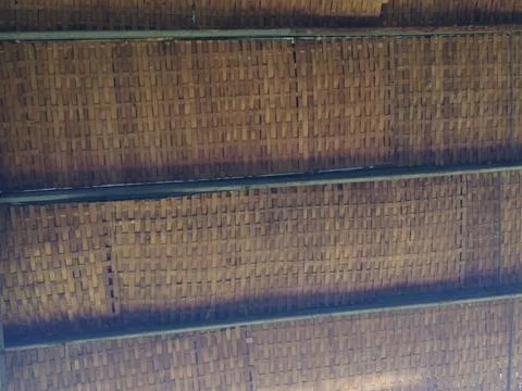 Industrial Ceiling With Brick Patterns and Modern Lighting Stock Photos