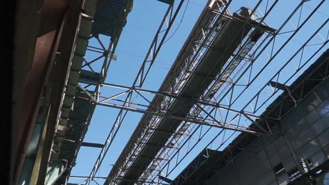 Industrial Ceiling Framework with Metal Structures Stock Footage 337633758
