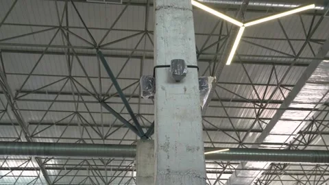 Industrial Ceiling Structure with Ventilation Ducts Stock Footage 343175730