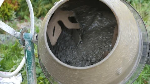 Industrial cement mixer machine at construction site. Concrete pouring. Mixes Video stock 95290346