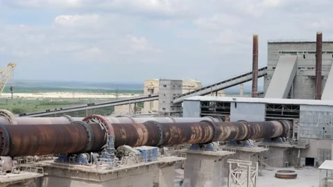 An industrial cement processing facility Stock Footage 136483906