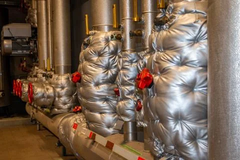 Industrial central heating system with insulation Stock Photos