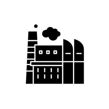 Industrial centre black icon, vector sign on isolated background. Industrial Stock Illustration