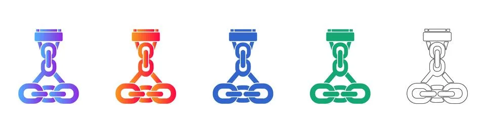 Industrial Chain Hoist Vector Set Stock Illustration