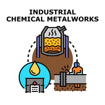 Industrial chemical metalworking process vector illustration Stock Illustration
