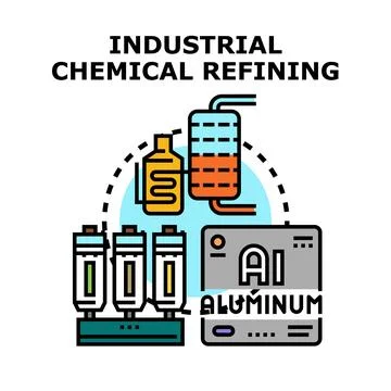 Industrial chemical refining process creating chemical compounds Stock Illustration
