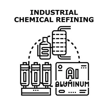 Industrial chemical refining process creating chemical compounds Stock Illustration