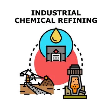 Industrial chemical refining process of raw materials Stock Illustration