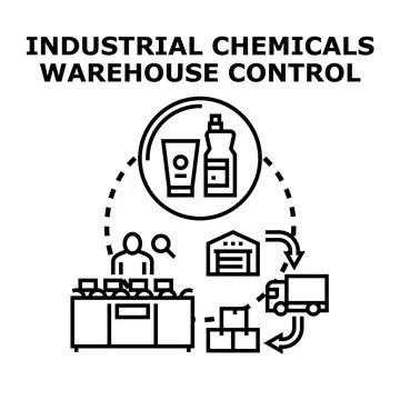 Industrial chemicals warehouse control process concept Stock Illustration