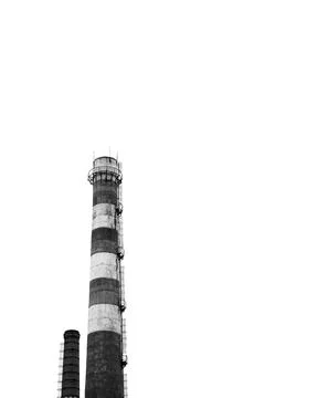 Industrial chimney or smoke stack of plant or factory, air pollution,environment Stock Photos
